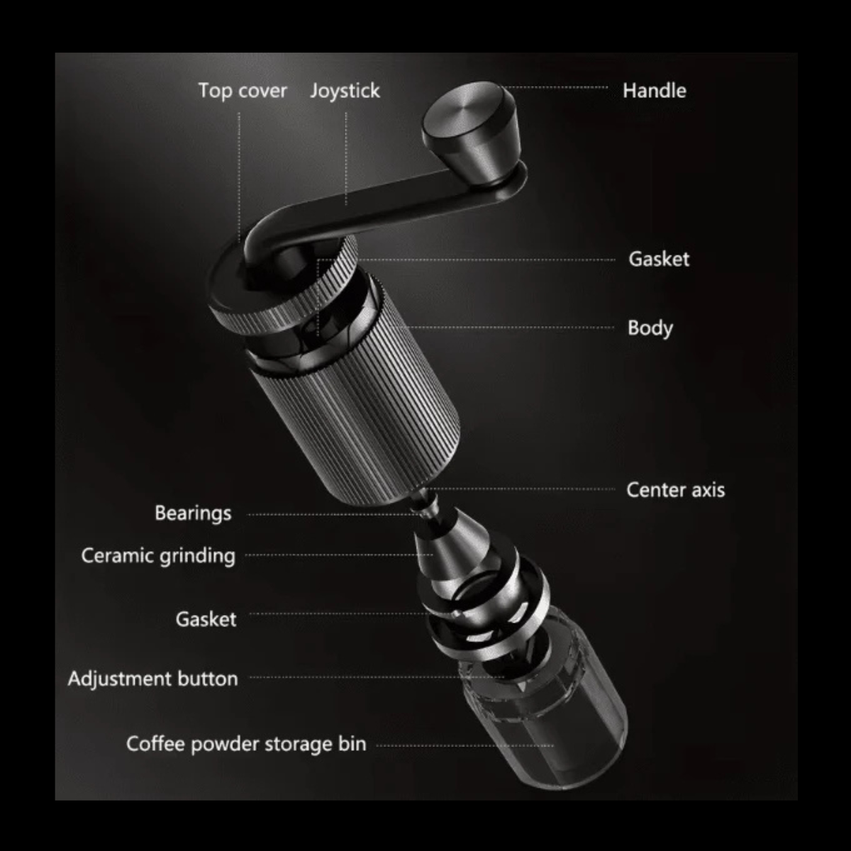 MANUAL COFFEE & DRY SPICE GRINDER - Adjustable Hand-Crank Grinder for Coffee Beans - Peppercorns - Cumin Seeds ++ Compact Portable Design