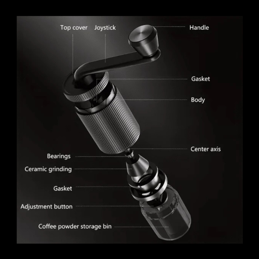 MANUAL COFFEE & DRY SPICE GRINDER - Adjustable Hand-Crank Grinder for Coffee Beans - Peppercorns - Cumin Seeds ++ Compact Portable Design