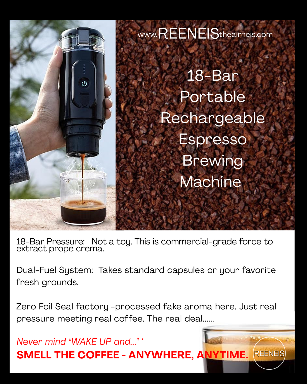 Portable Cordless Espresso Coffee Brewing