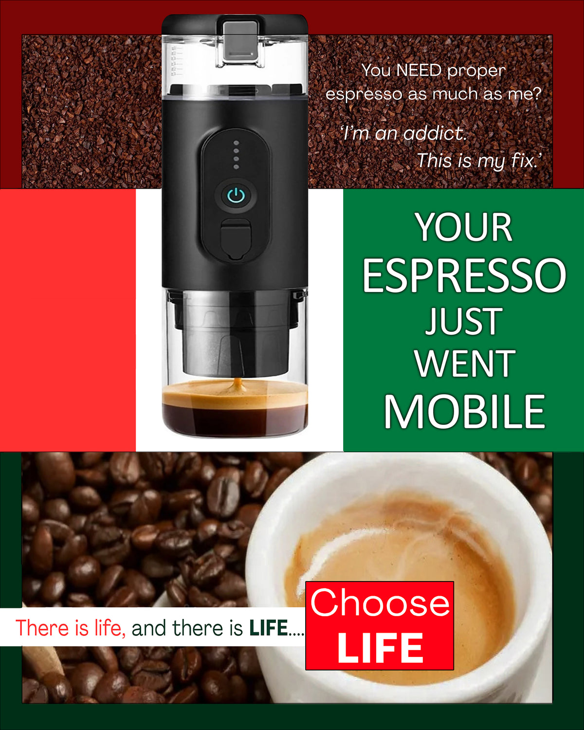 Portable Cordless Espresso Coffee Brewing